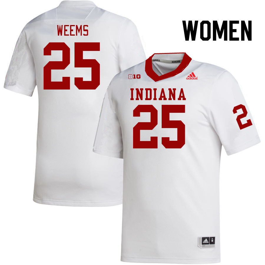 Women #25 Daniel Weems Indiana Hoosiers College Football Jerseys Stitched Sale-White